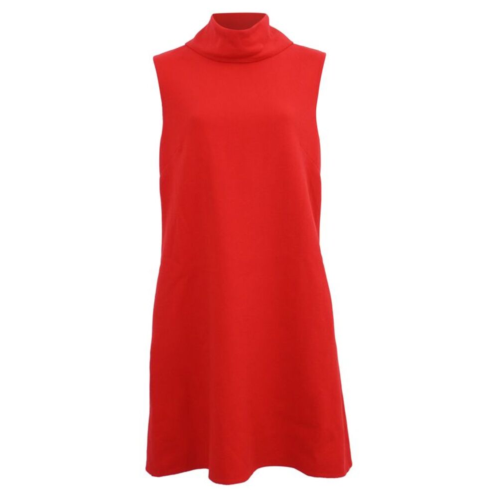 Oscar de la Renta Sleeveless Turtleneck Shift Dress in Red Wool